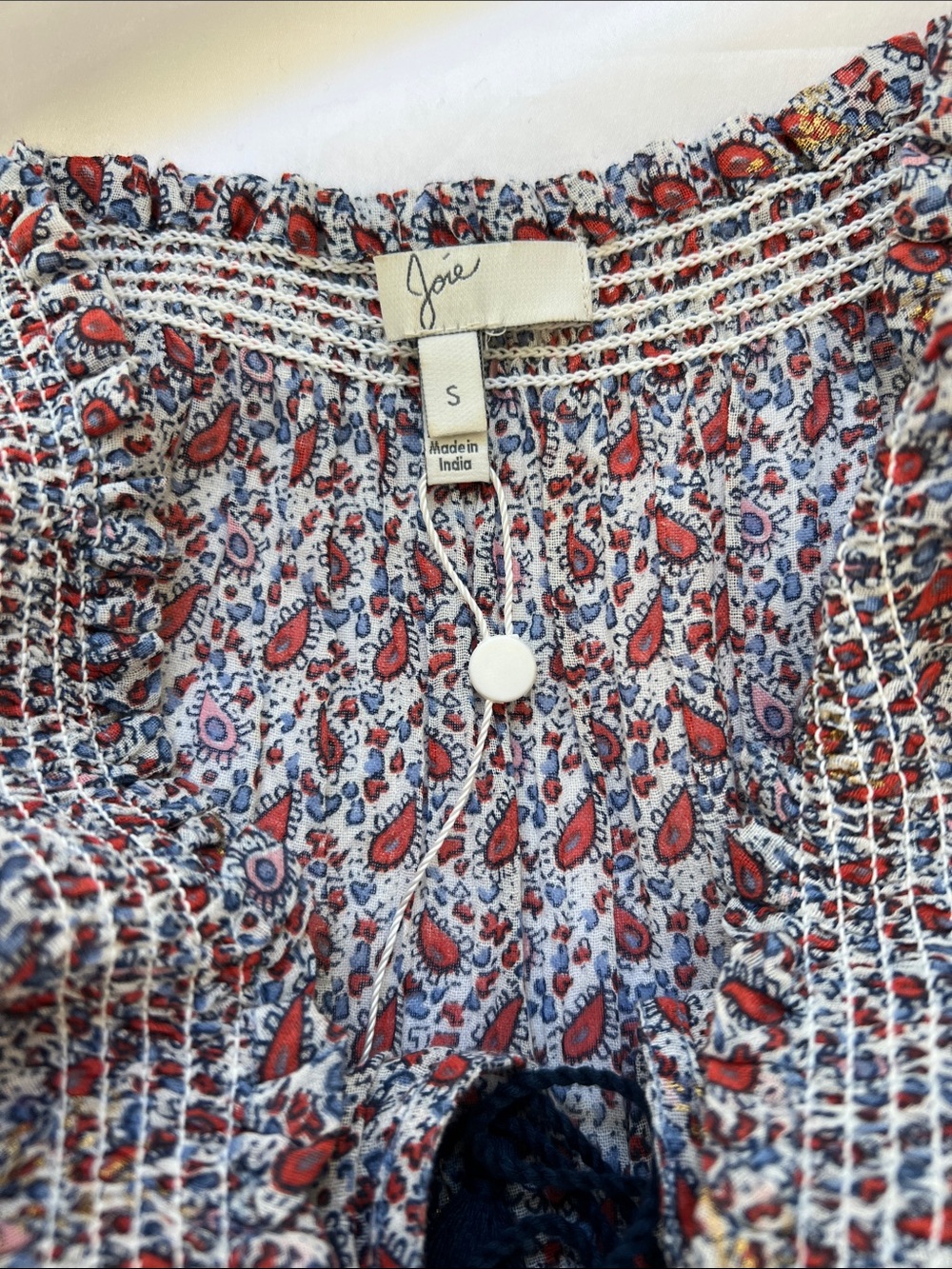Joie Multicolor Printed Sleeveless Tassel cotton top